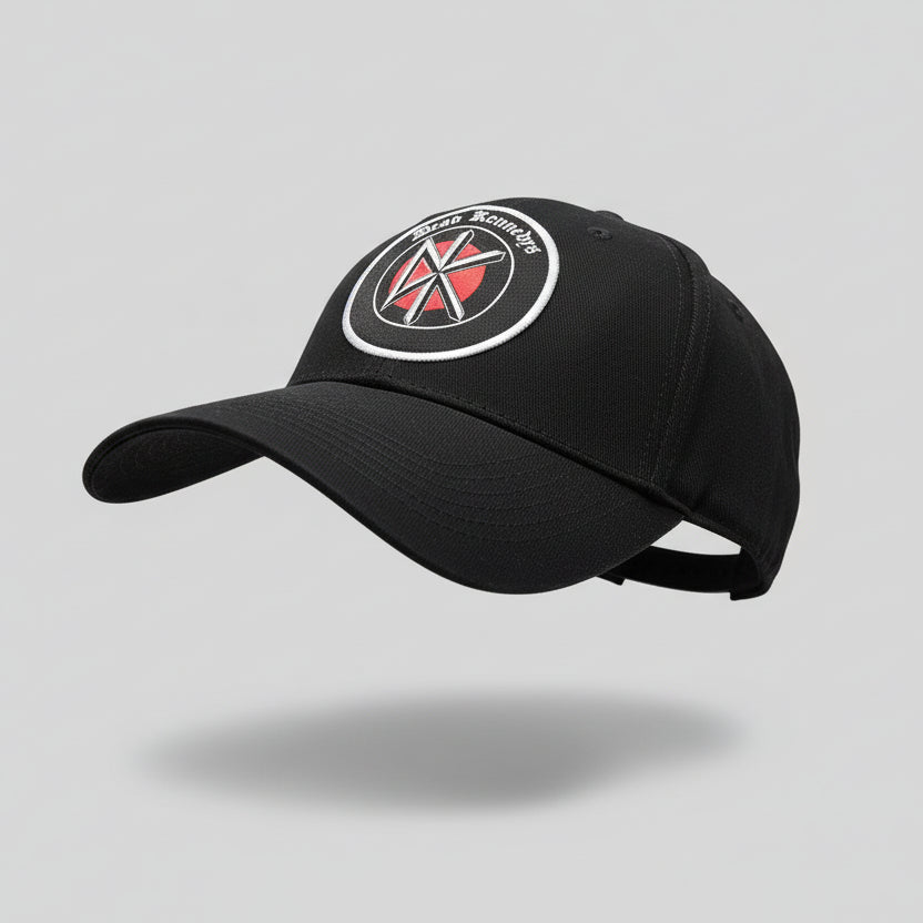 Black Dead Kennedys baseball cap with a logo on a gray background