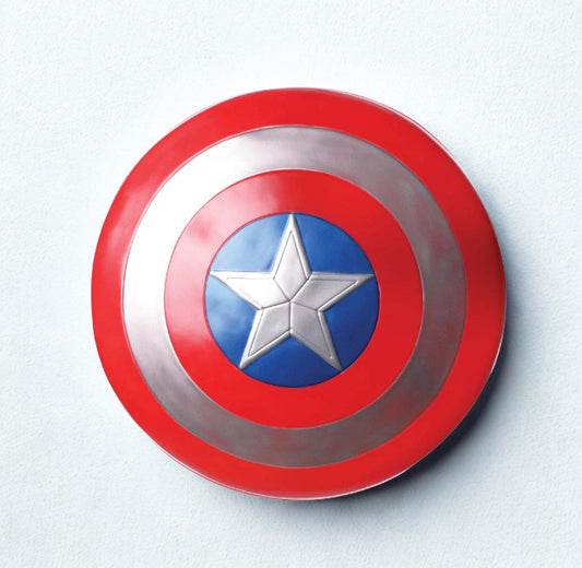 Captain America shield with a star emblem on a light gray background